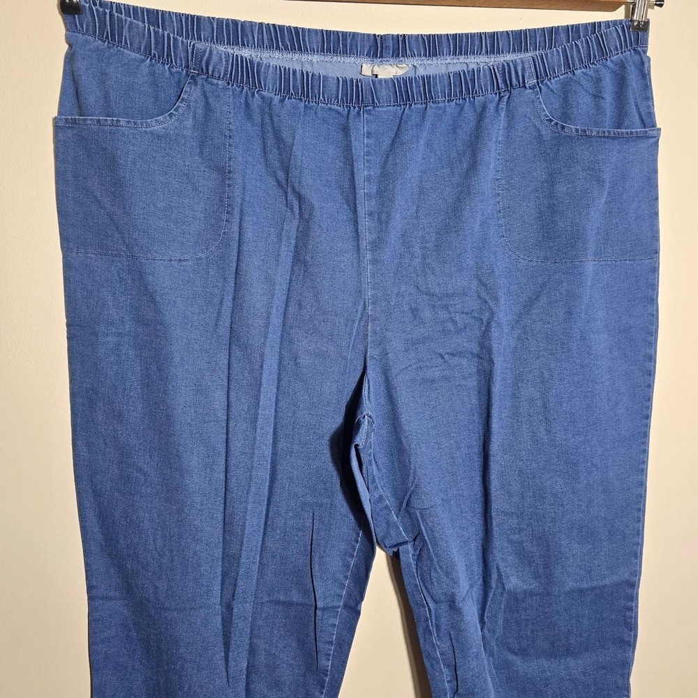 Woman Within blue denim pull-on pants size 34W (4X)